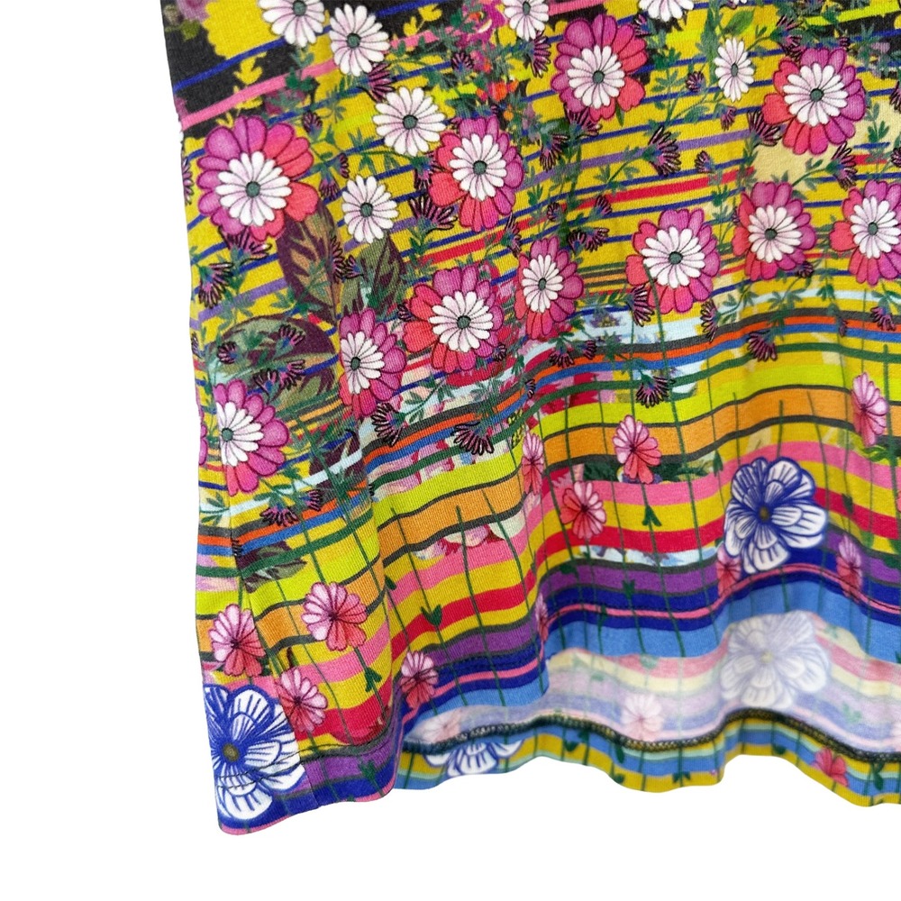 JOHNNY WAS Janie Favorite Boho Floral V-Neck Tee • Medium • gray, multi-color - Picture 3 of 7